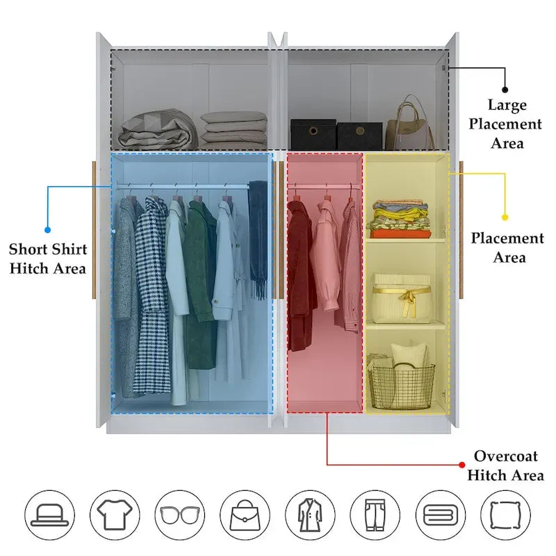Armoire de penderie autoportante à 2 sections, tringle de suspension et étagères de rangement, modulable, séparateur de pièce
