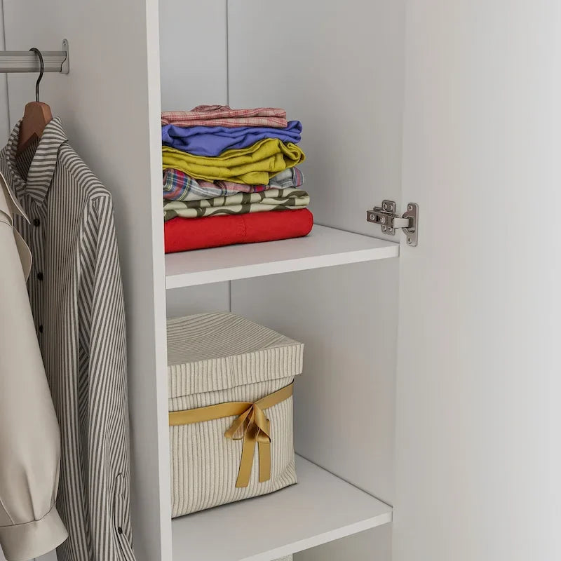 Armoire de penderie autoportante à 2 sections, tringle de suspension et étagères de rangement, modulable, séparateur de pièce
