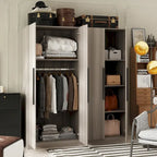 Armoire de penderie autoportante à 2 sections, tringle de suspension et étagères de rangement, modulable, séparateur de pièce