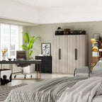 Armoire de penderie autoportante à 2 sections, tringle de suspension et étagères de rangement, modulable, séparateur de pièce