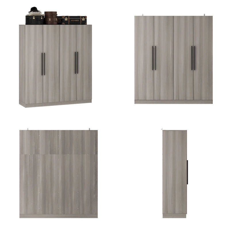 Armoire de penderie autoportante à 2 sections, tringle de suspension et étagères de rangement, modulable, séparateur de pièce