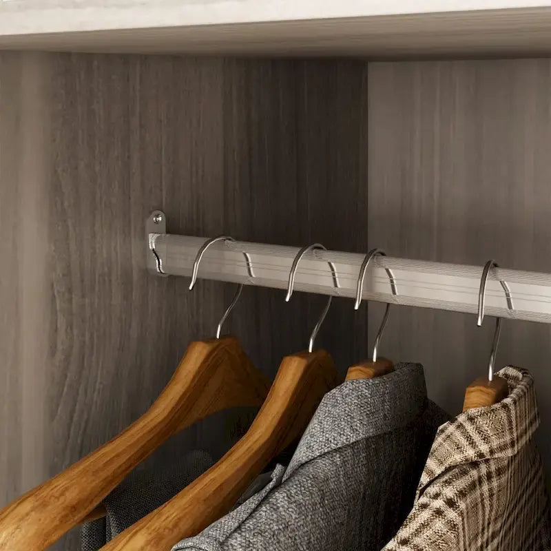 Armoire de penderie autoportante à 2 sections, tringle de suspension et étagères de rangement, modulable, séparateur de pièce