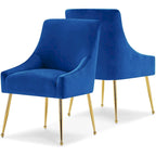 Lot de 2 chaises de salle à manger tapissées en velours, pieds plaqués or, assise à ressorts, 136 kg, 56 cm L x 86 cm H