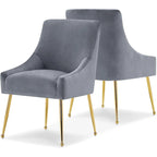 Lot de 2 chaises de salle à manger tapissées en velours, pieds plaqués or, assise à ressorts, 136 kg, 56 cm L x 86 cm H