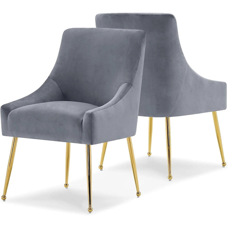 Lot de 2 chaises de salle à manger tapissées en velours, pieds plaqués or, assise à ressorts, 136 kg, 56 cm L x 86 cm H