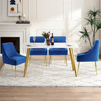 Lot de 2 chaises de salle à manger tapissées en velours, pieds plaqués or, assise à ressorts, 136 kg, 56 cm L x 86 cm H