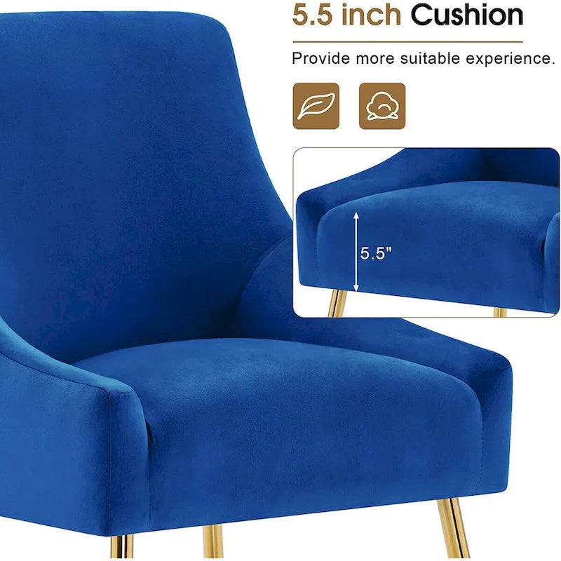 Lot de 2 chaises de salle à manger tapissées en velours, pieds plaqués or, assise à ressorts, 136 kg, 56 cm L x 86 cm H