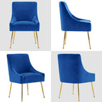 Lot de 2 chaises de salle à manger tapissées en velours, pieds plaqués or, assise à ressorts, 136 kg, 56 cm L x 86 cm H