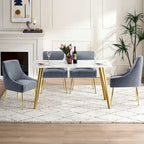 Lot de 2 chaises de salle à manger tapissées en velours, pieds plaqués or, assise à ressorts, 136 kg, 56 cm L x 86 cm H