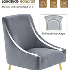 Lot de 2 chaises de salle à manger tapissées en velours, pieds plaqués or, assise à ressorts, 136 kg, 56 cm L x 86 cm H