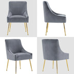 Lot de 2 chaises de salle à manger tapissées en velours, pieds plaqués or, assise à ressorts, 136 kg, 56 cm L x 86 cm H