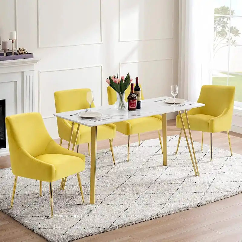Lot de 2 chaises de salle à manger tapissées en velours, pieds plaqués or, assise à ressorts, 136 kg, 56 cm L x 86 cm H