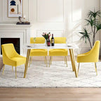 Lot de 2 chaises de salle à manger tapissées en velours, pieds plaqués or, assise à ressorts, 136 kg, 56 cm L x 86 cm H