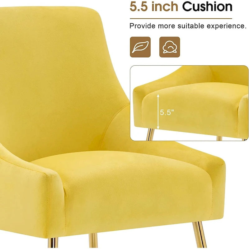 Lot de 2 chaises de salle à manger tapissées en velours, pieds plaqués or, assise à ressorts, 136 kg, 56 cm L x 86 cm H