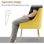 Lot de 2 chaises de salle à manger tapissées en velours, pieds plaqués or, assise à ressorts, 136 kg, 56 cm L x 86 cm H