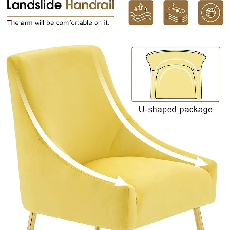 Lot de 2 chaises de salle à manger tapissées en velours, pieds plaqués or, assise à ressorts, 136 kg, 56 cm L x 86 cm H