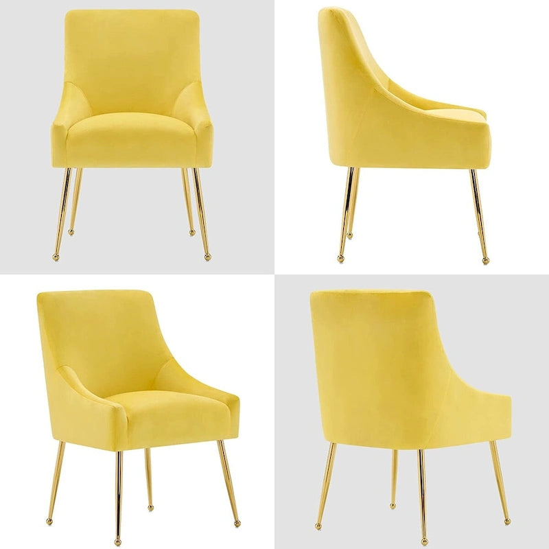 Lot de 2 chaises de salle à manger tapissées en velours, pieds plaqués or, assise à ressorts, 136 kg, 56 cm L x 86 cm H