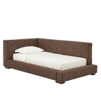 Lit double inclinable en microfibre marron