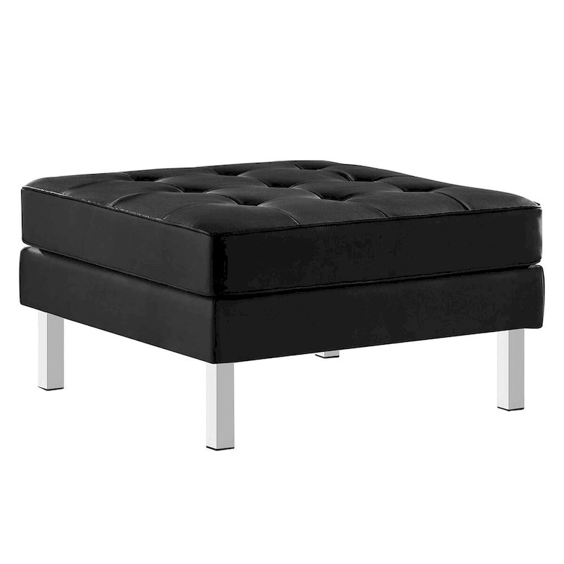 Pouf de rangement capitonné en similicuir végétalien Loft