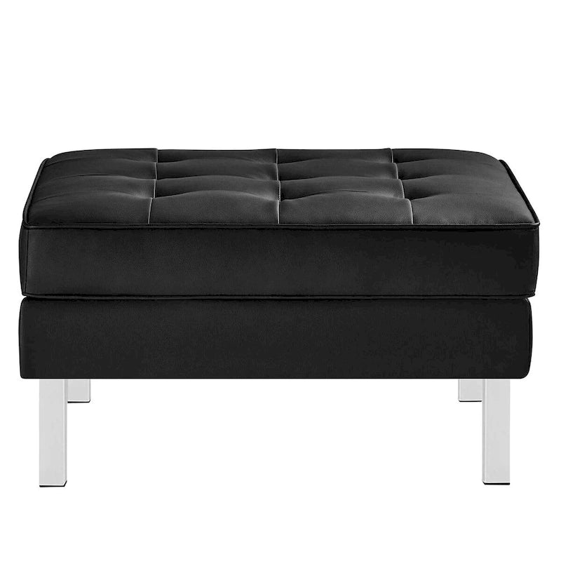 Pouf de rangement capitonné en similicuir végétalien Loft