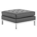 Pouf de rangement capitonné en similicuir végétalien Loft