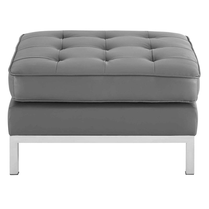 Pouf de rangement capitonné en similicuir végétalien Loft