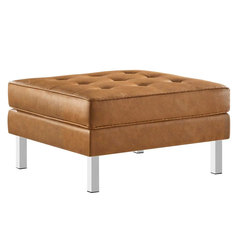 Pouf de rangement capitonné en similicuir végétalien Loft
