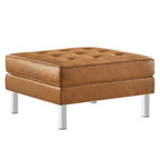 Pouf de rangement capitonné en similicuir végétalien Loft