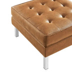 Pouf de rangement capitonné en similicuir végétalien Loft