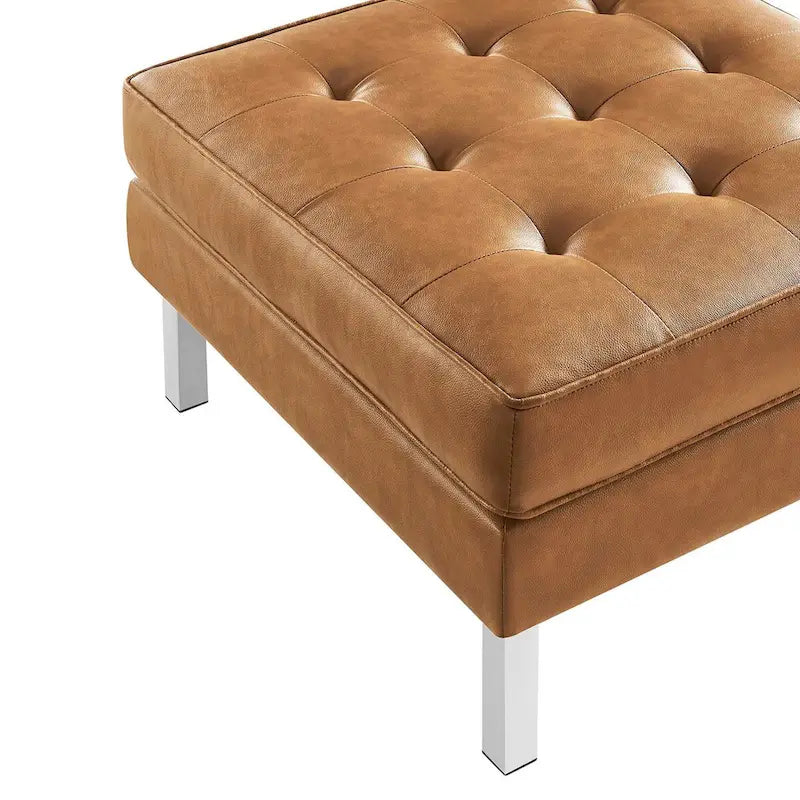 Pouf de rangement capitonné en similicuir végétalien Loft