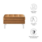Pouf de rangement capitonné en similicuir végétalien Loft