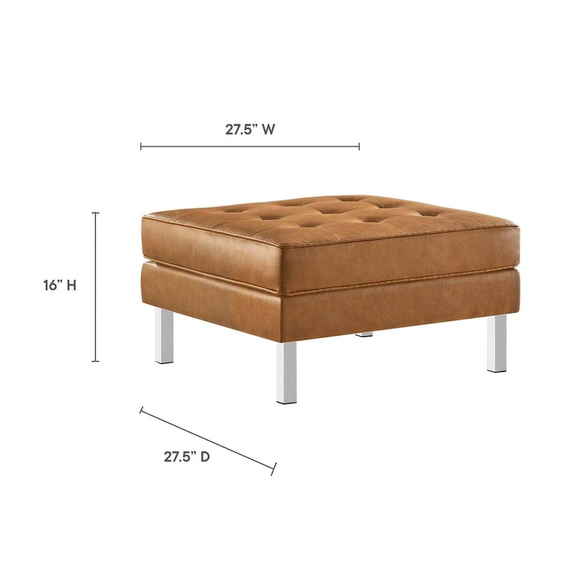 Pouf de rangement capitonné en similicuir végétalien Loft