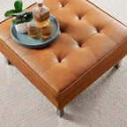 Pouf de rangement capitonné en similicuir végétalien Loft
