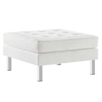 Pouf de rangement capitonné en similicuir végétalien Loft