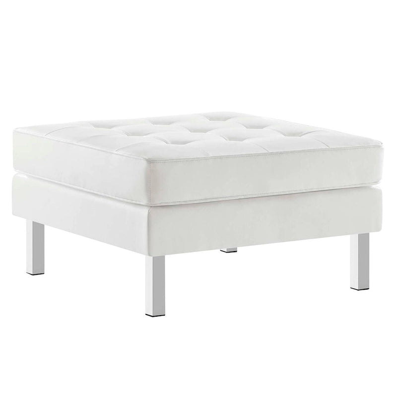 Pouf de rangement capitonné en similicuir végétalien Loft