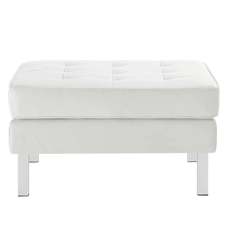 Pouf de rangement capitonné en similicuir végétalien Loft