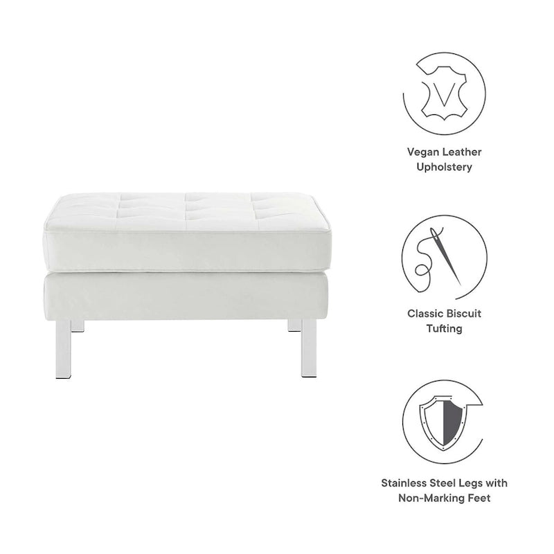 Pouf de rangement capitonné en similicuir végétalien Loft