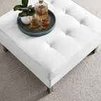 Pouf de rangement capitonné en similicuir végétalien Loft