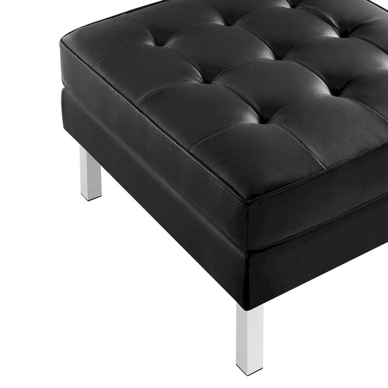 Pouf de rangement capitonné en similicuir végétalien Loft