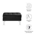 Pouf de rangement capitonné en similicuir végétalien Loft