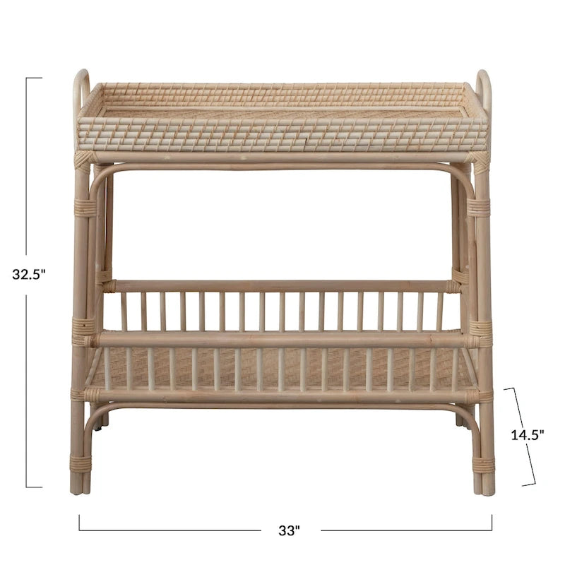 Plateau de rangement de bar en rotin à 2 niveaux