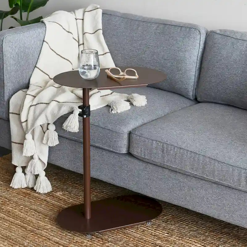 Table d'appoint réglable en C 50,8 cm (L) x 27,9 cm (l) x 63,5-81,3 cm (H), acier thermolaqué, à glisser sous le canapé et le lit