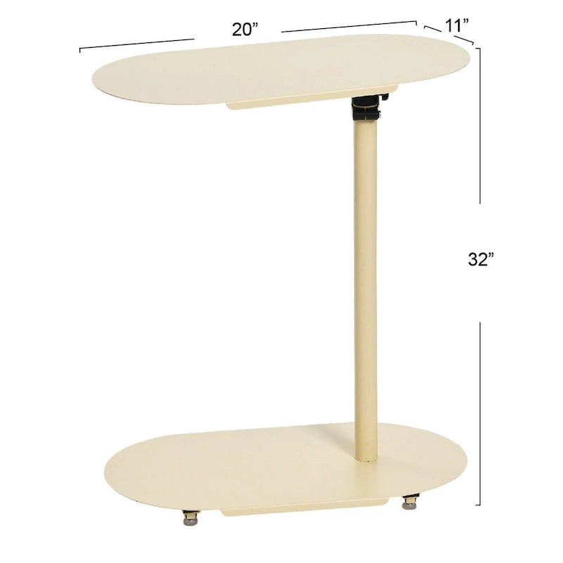 Table d'appoint réglable en C 50,8 cm (L) x 27,9 cm (l) x 63,5-81,3 cm (H), acier thermolaqué, à glisser sous le canapé et le lit