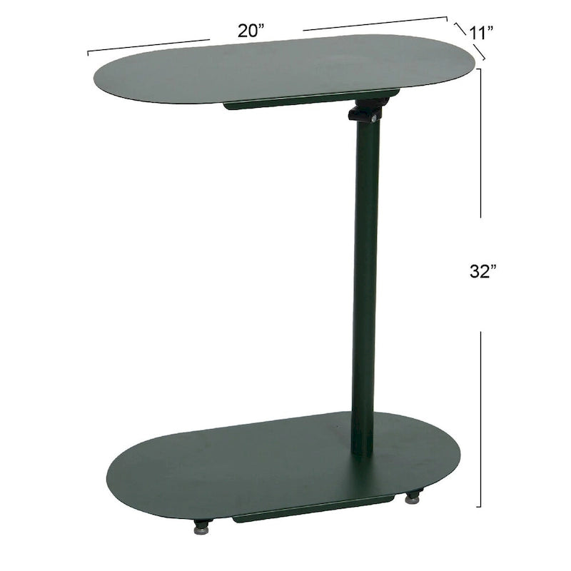 Table d'appoint réglable en C 50,8 cm (L) x 27,9 cm (l) x 63,5-81,3 cm (H), acier thermolaqué, à glisser sous le canapé et le lit