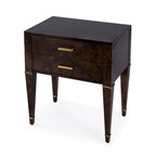 Table d'appoint en loupe de bois à tiroirs doubles