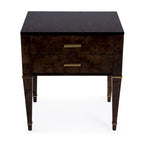 Table d'appoint en loupe de bois à tiroirs doubles