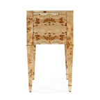 Table d'appoint en loupe de bois à tiroirs doubles