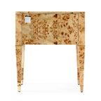 Table d'appoint en loupe de bois à tiroirs doubles