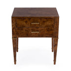 Table d'appoint en loupe de bois à tiroirs doubles