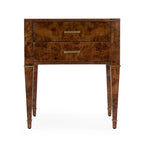 Table d'appoint en loupe de bois à tiroirs doubles
